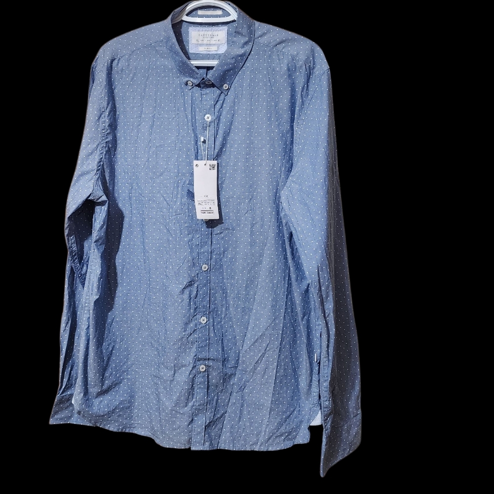 Cactus man Ricky Singh Classic Blue/ white Polka Dot Button-Down Shirt